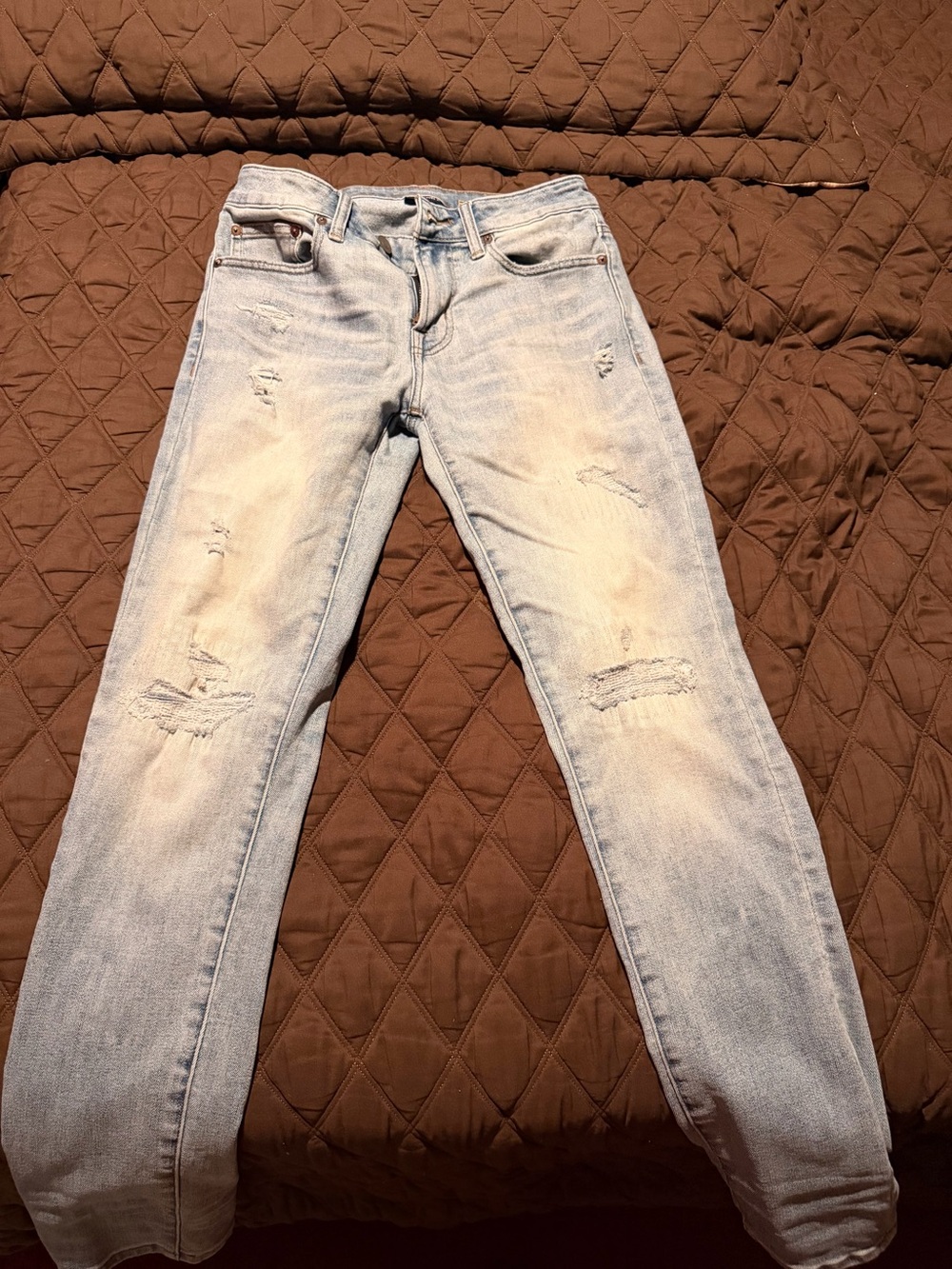 American Eagle Outfitters Light Wash Distressed Skinny Jeans Jeans